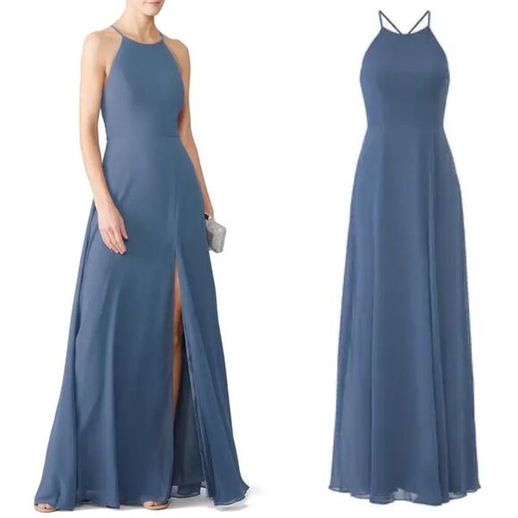 Jenny Yoo Blue Bell Kara Chiffon Gown EUC 8 - Picture 10 of 12